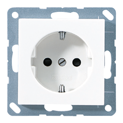 Розетка JUNG ECO PROFI, скрытый монтаж, с заземлением, белый
