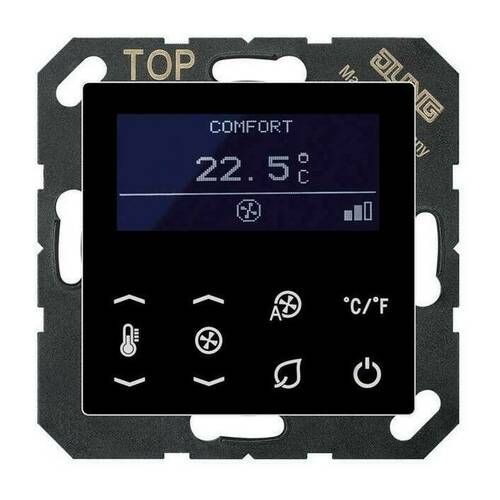 Терморегулятор Jung А-СЕРИЯ, с дисплеем, электронный, черный, TRDA523028SW